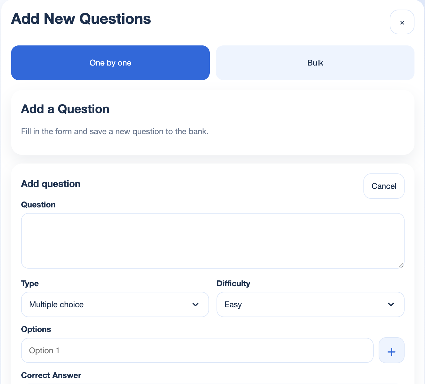 QuestionBank - добавление нового вопроса