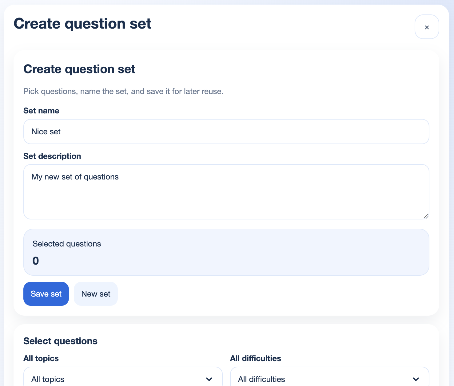 QuestionBank - создание набора вопросов